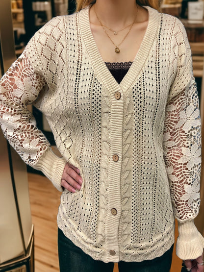 Eyelet Lantern Cardigan