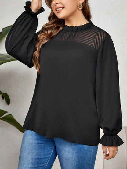 Black Flounce Sleeve Blouse