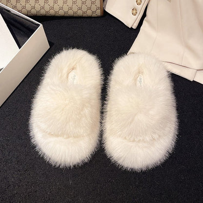 Fuzzy Open Toe Slippers