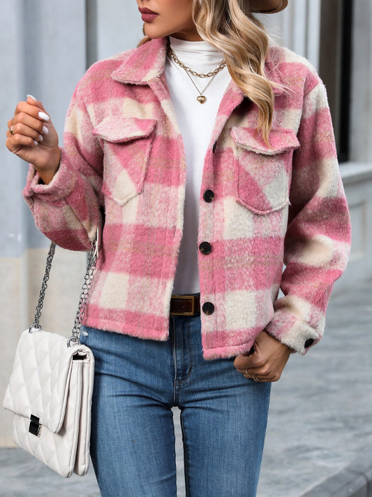 Plaid Dropped Shoulder Jacket