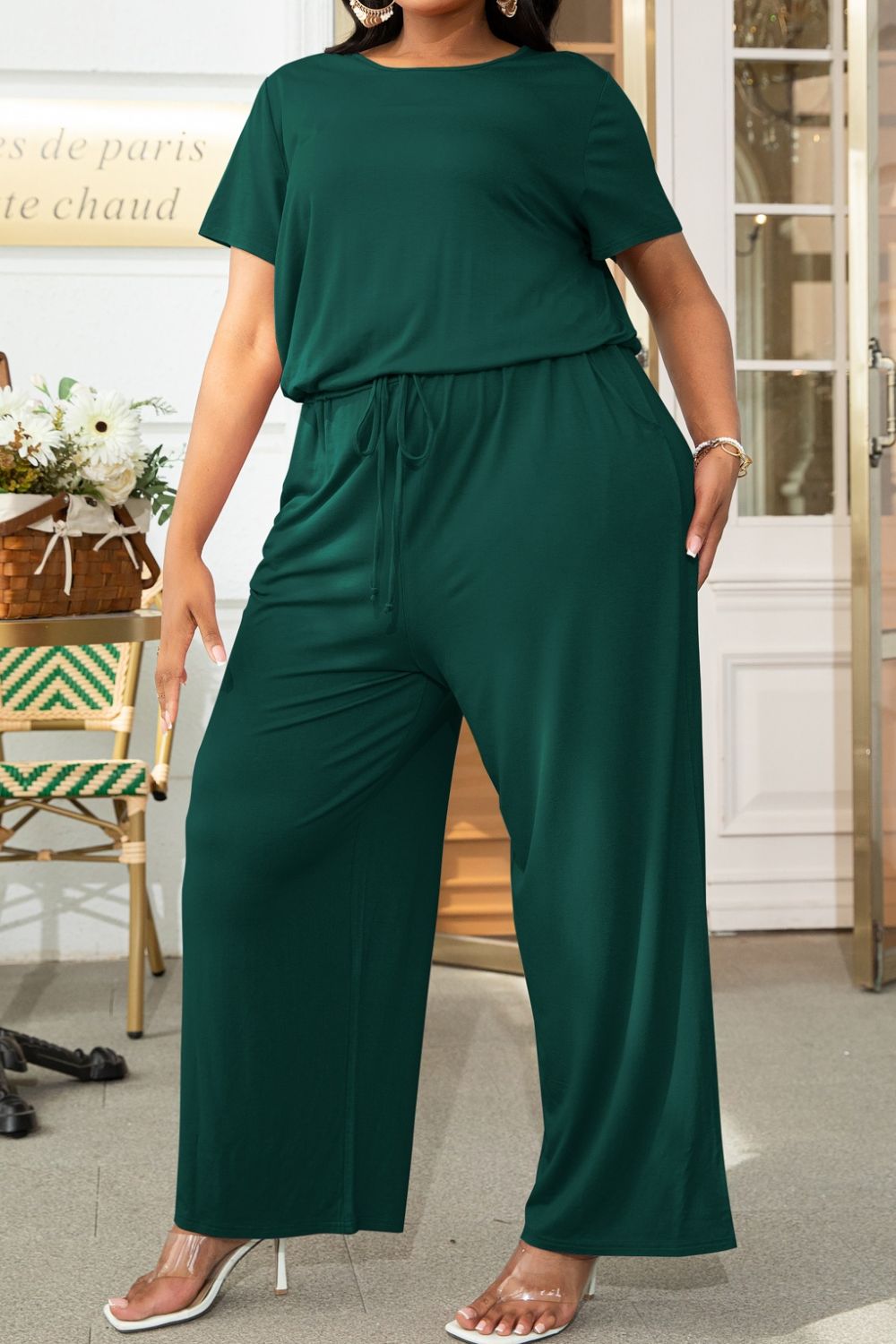 Drawstring Waist Jumpsuit