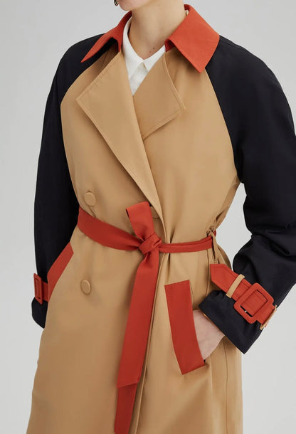 Blocked Color Trench Coat