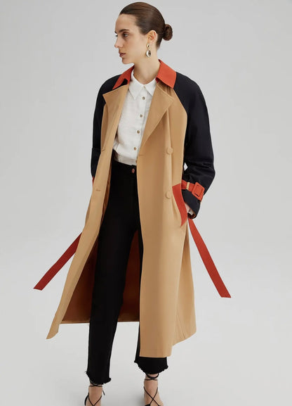 Blocked Color Trench Coat