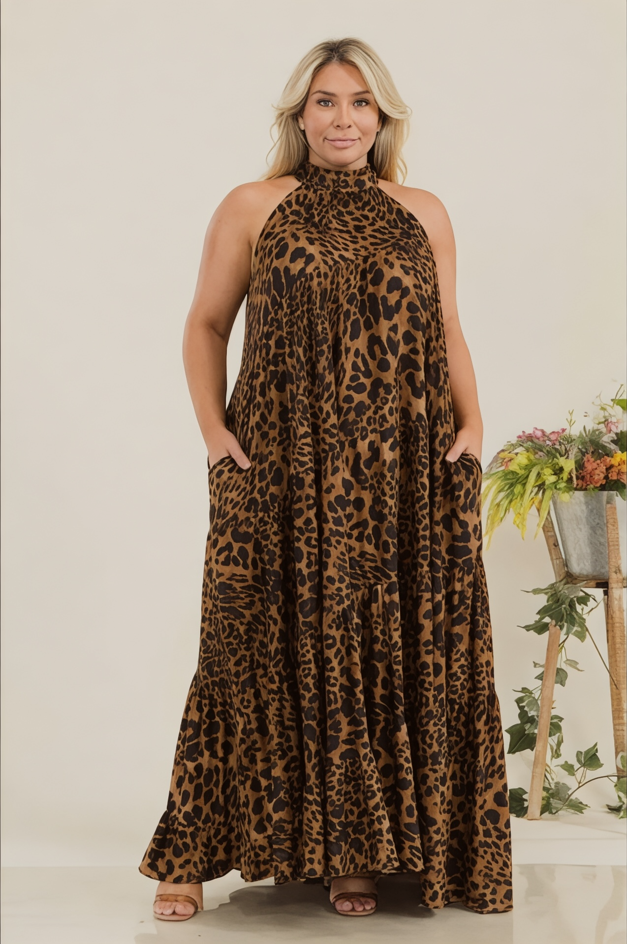 Leopard Halter Dress