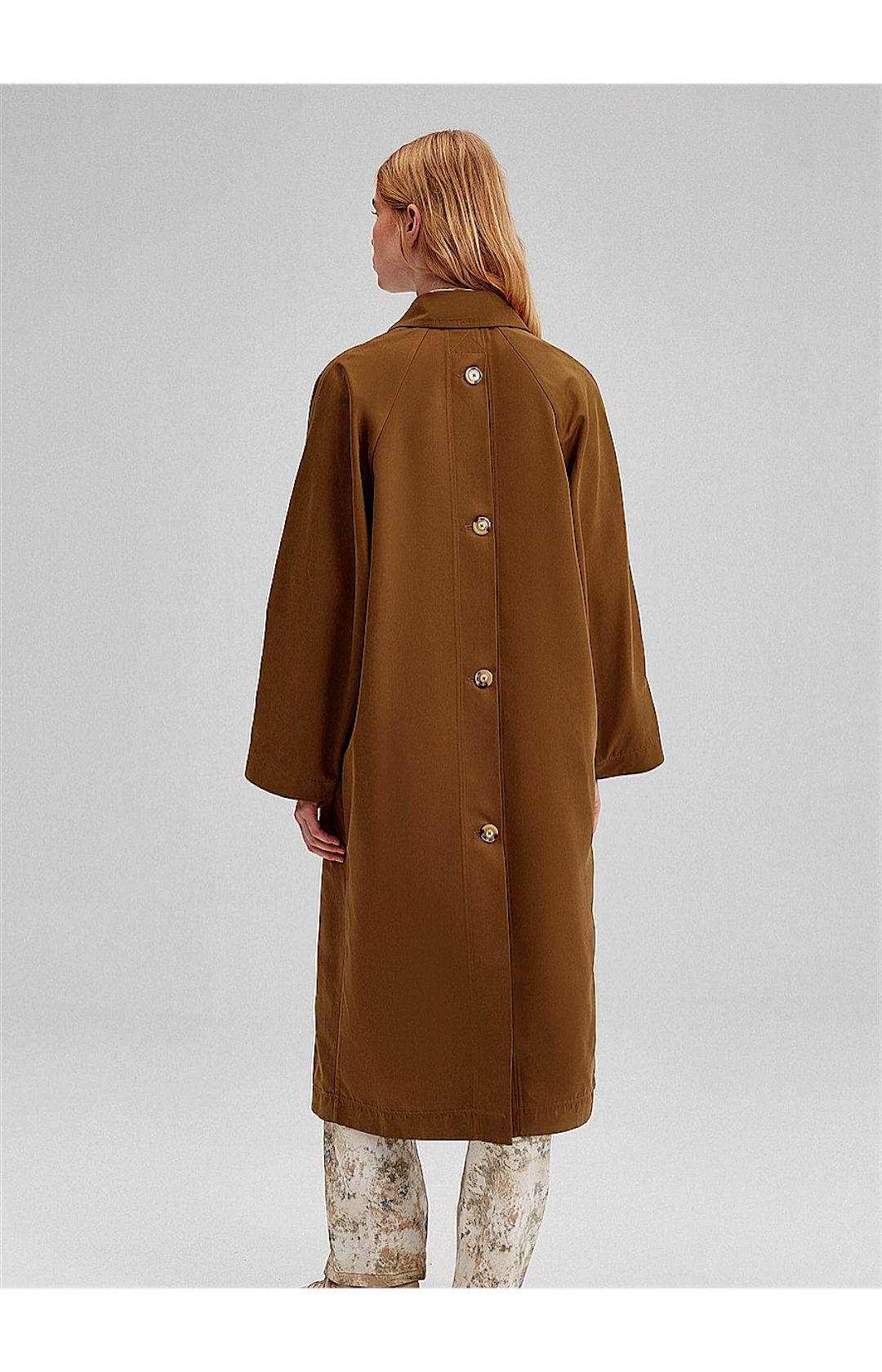 Button Detailed Oversized Trench Coat