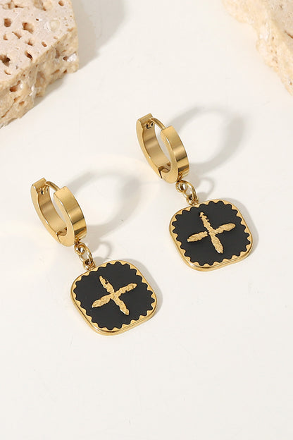 Plus Two Square Shape Drop Earrings