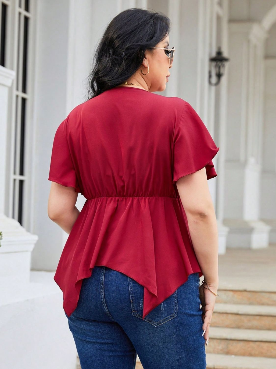 Frill Flutter Sleeve Blouse