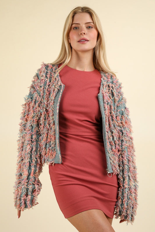 Shaggy Yarn Knit Jacket