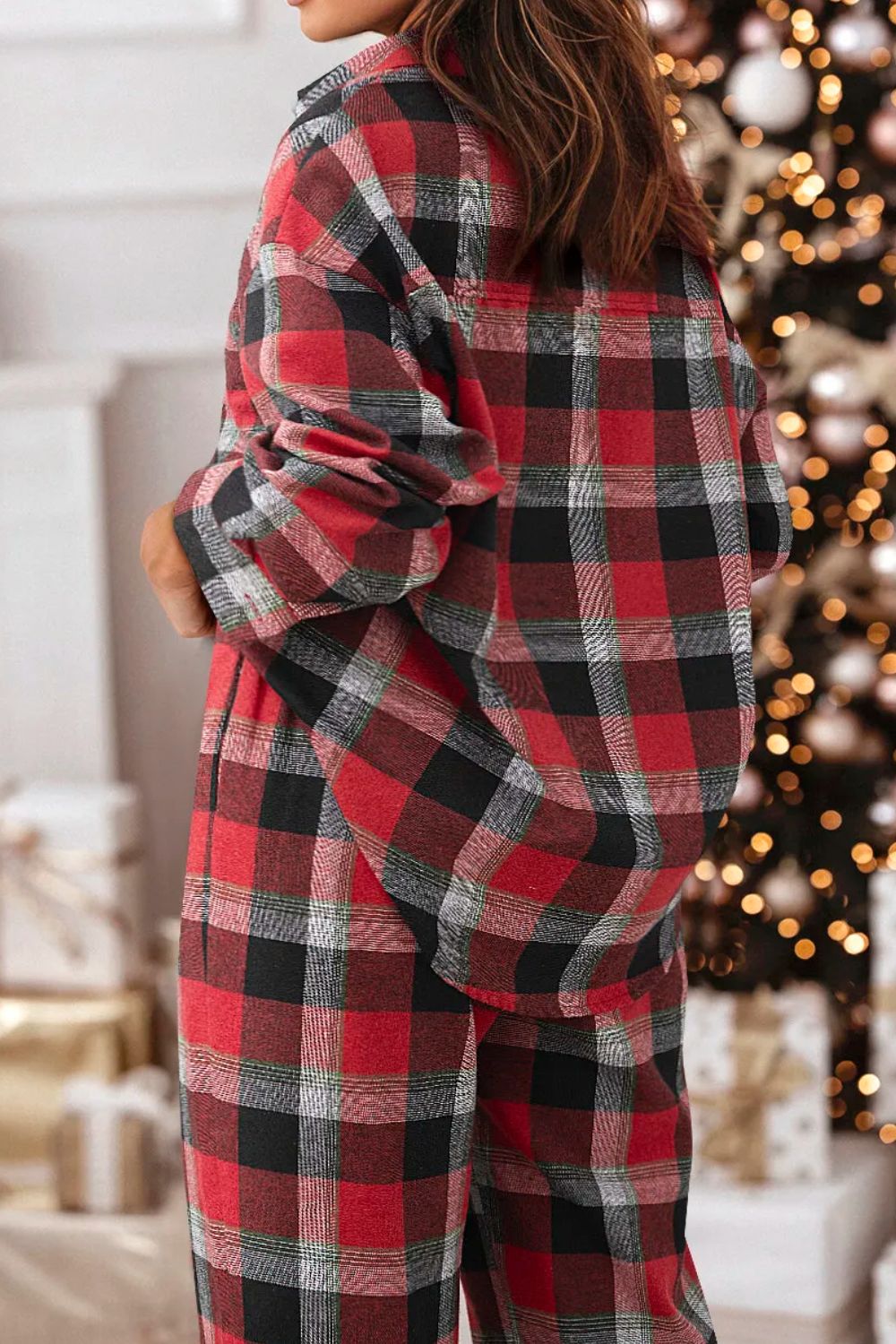 Red & Black Plaid Lounge Set