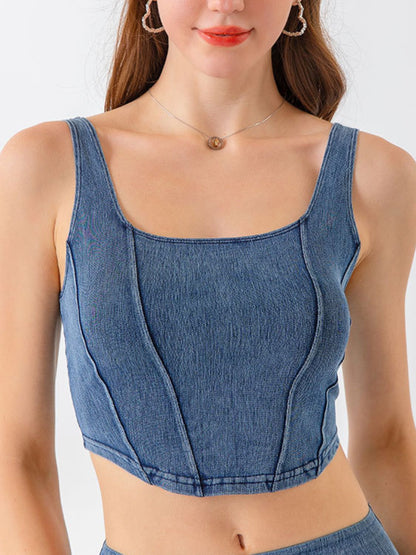 Sasha Cropped Denim Tank