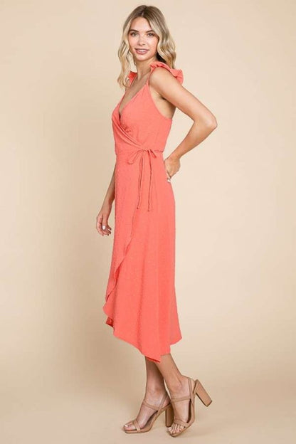 Coral Wrap Slip Dress