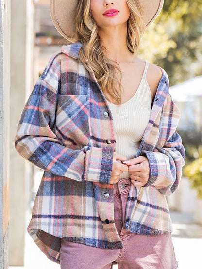 Classic Plaid Snap Up Jacket