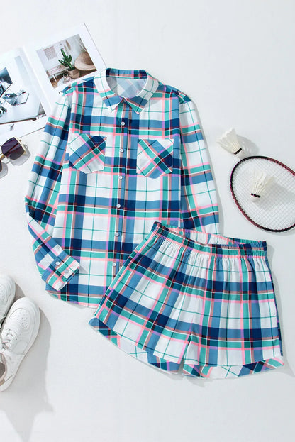 Plaid Snap Down Lounge Set