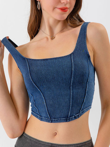 Sasha Cropped Denim Tank