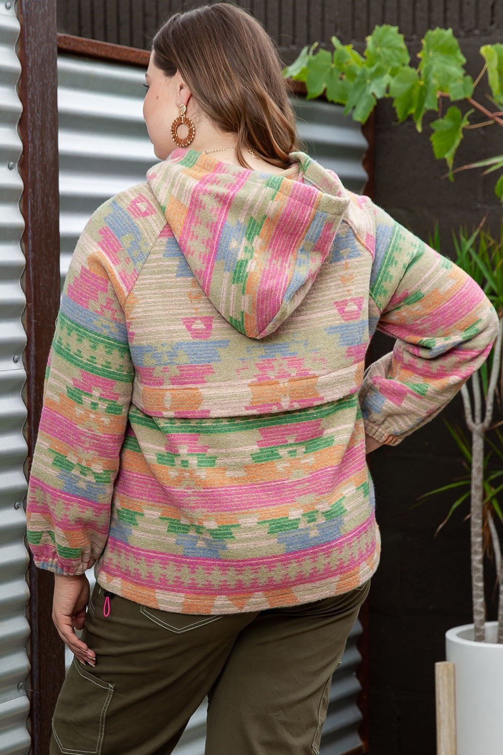 Pastel Aztec Drawstring Hoodie