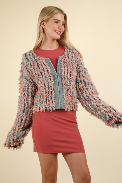 Shaggy Yarn Knit Jacket