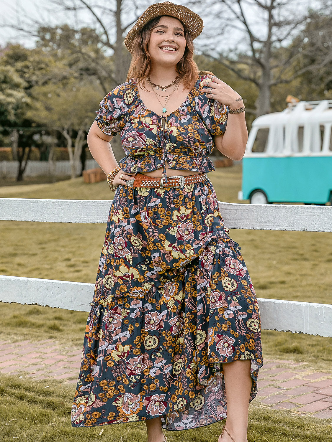 Plus - Countryside Top and Skirt Set