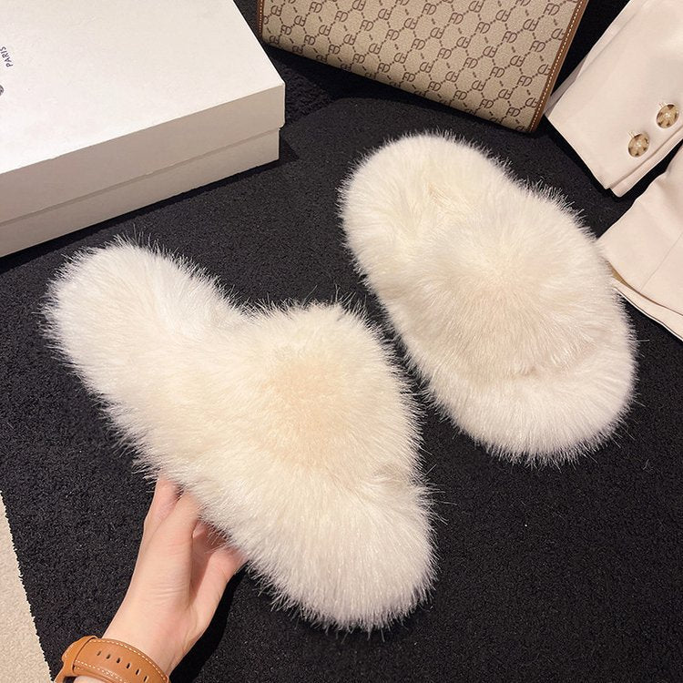 Fuzzy Open Toe Slippers