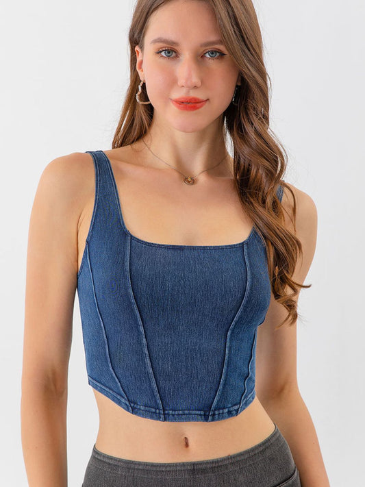 Sasha Cropped Denim Tank