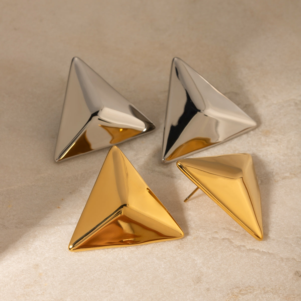 3D Triangle Earrings