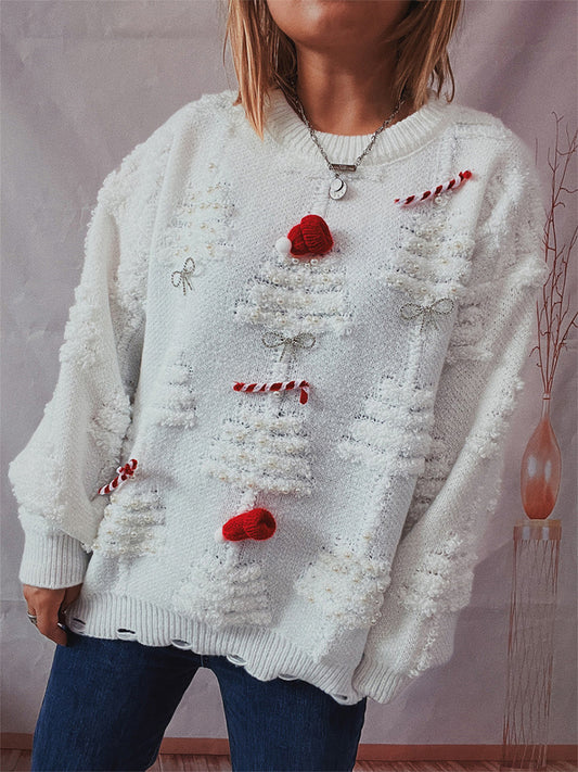 Pearl Detail Christmas Sweater