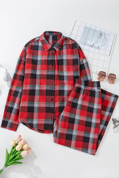 Red & Black Plaid Lounge Set