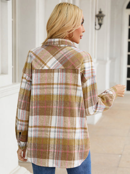 Classic Plaid Snap Up Jacket