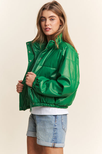 Green Turtleneck Puff Jacket