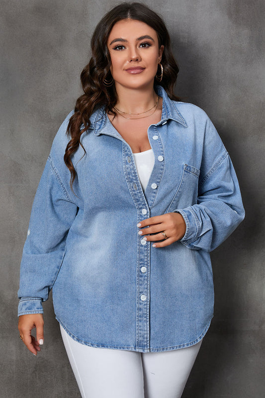 Pocketed Denim Top