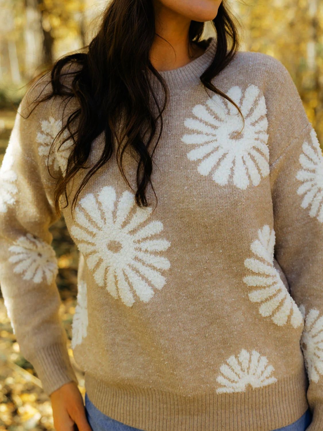 Tan Peony Sweater