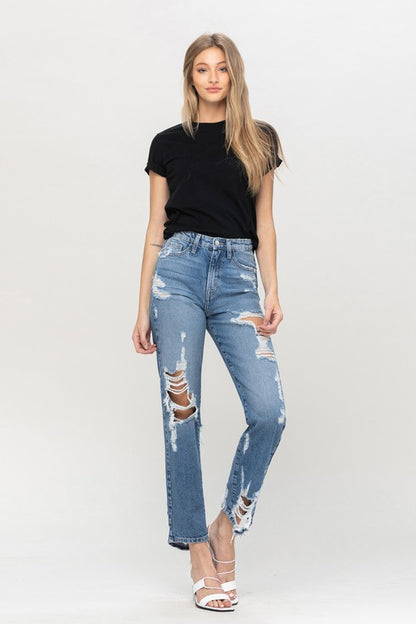 High Rise Tattered Jeans