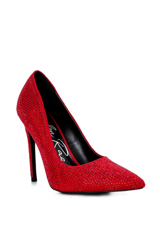 Rhinestone high heel pumps, perfect evening dress shoe.