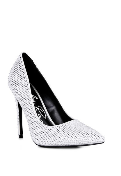 Rhinestone high heel pumps, perfect evening dress shoe.