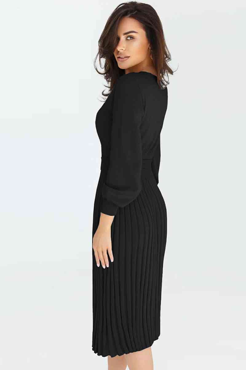 Pleated Sweater Dress