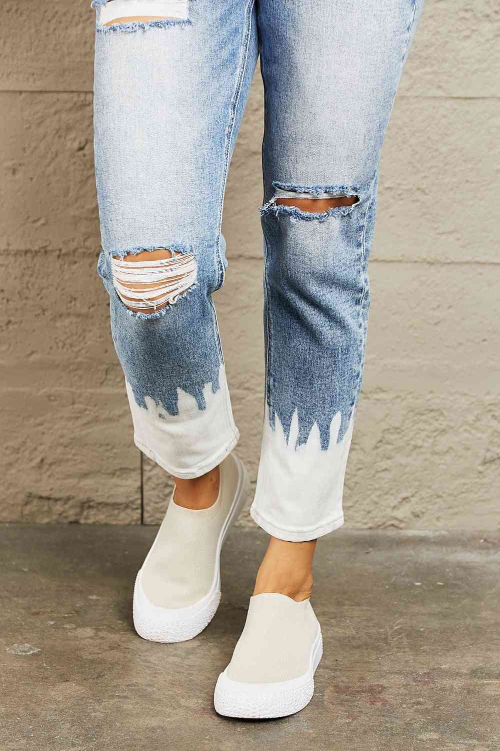 Distressed Painted Cropped Skinny Jeans