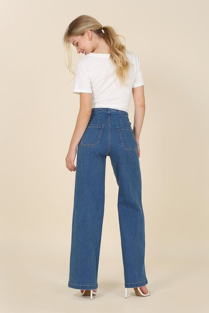 Flared Pin Tuck Jeans
