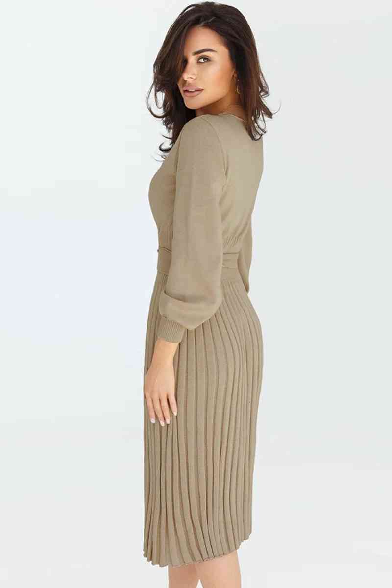 Pleated Sweater Dress